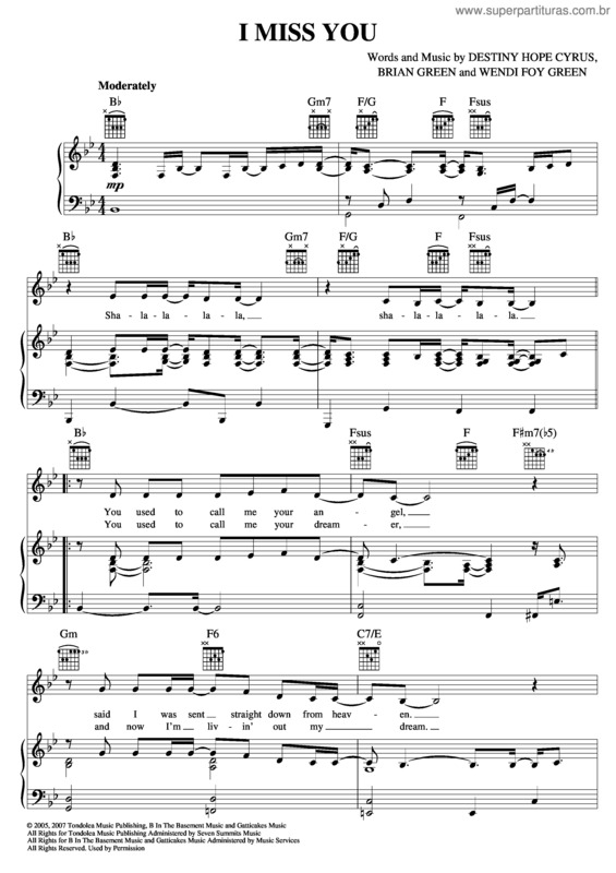 Partitura da música I Miss You v.4