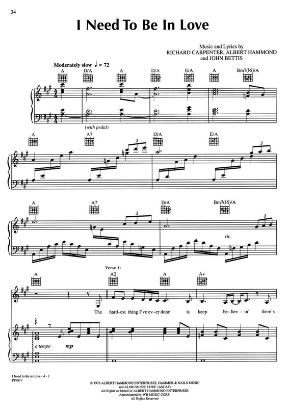 Partitura da música I Need To Be In Love v.3