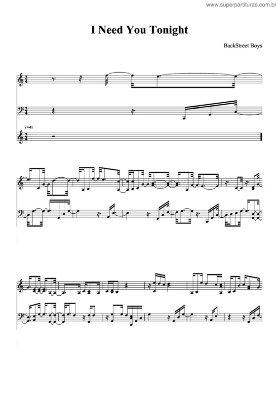 Partitura da música I Need You Tonight v.4