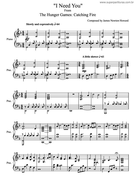 Partitura da música I need you v.3