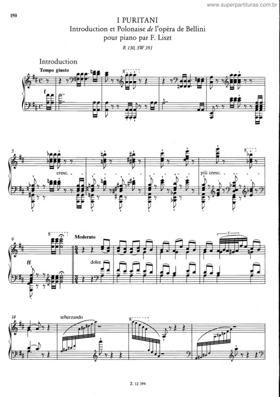 Partitura da música I Puritani.