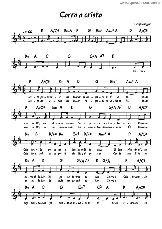 Partitura da música I Run To Christ – Greg Habegger Corro A Cristo