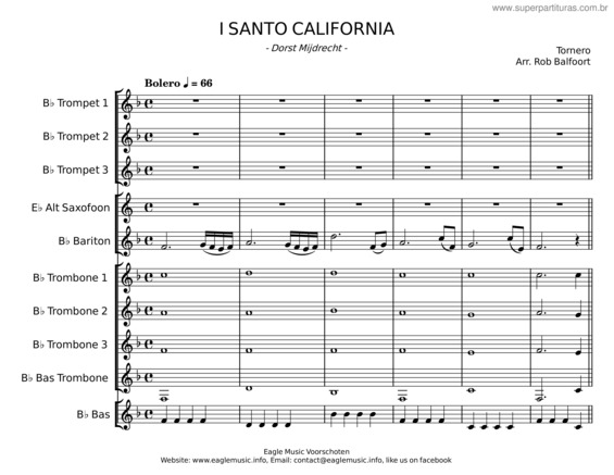 Partitura da música I Santo California – Tornero