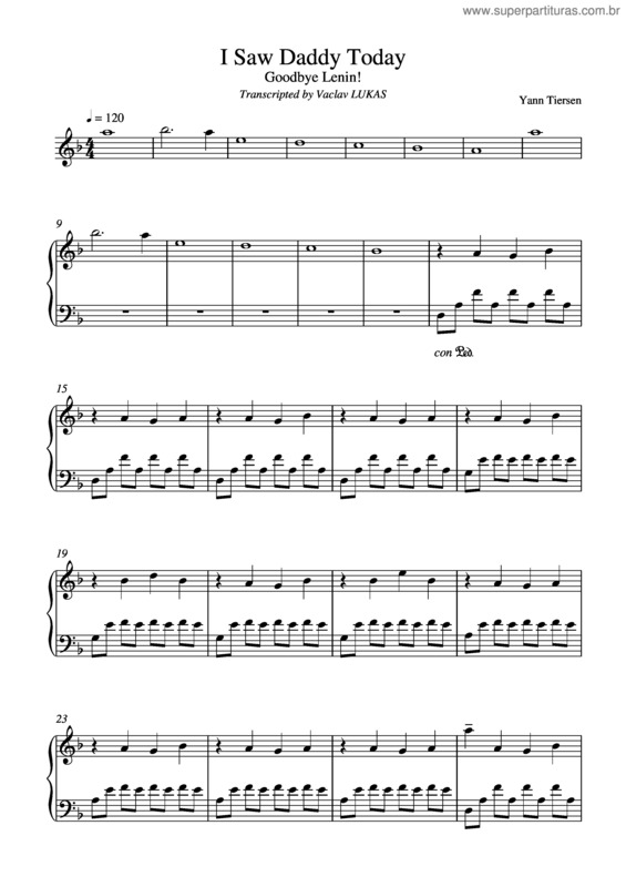 Partitura da música I Saw Daddy Today v.2