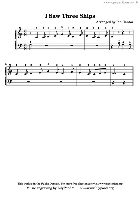 Partitura da música I Saw Three Ships v.2