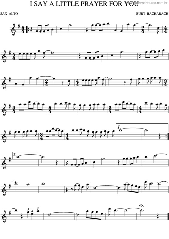 Partitura da música I Say A Little Prayer For You v.3