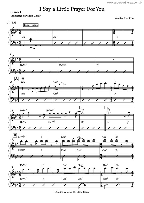 Partitura da música I Say A Little Prayer For You v.4