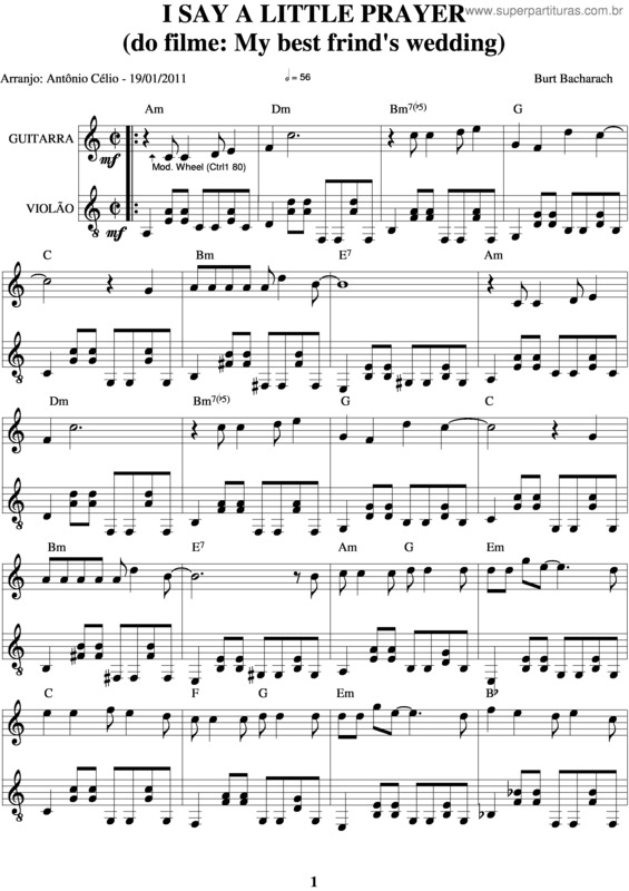 Partitura da música I Say A Little Prayer v.2