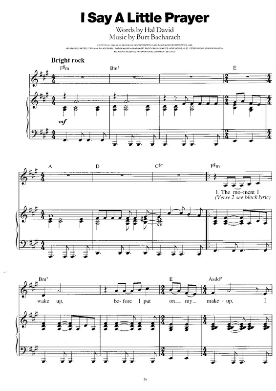 Partitura da música I Say A Little Prayer v.5