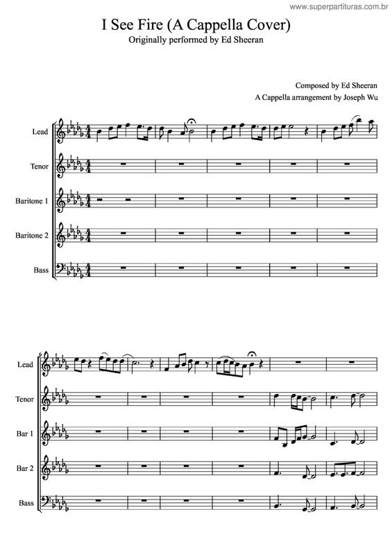 Partitura da música I see fire v.2