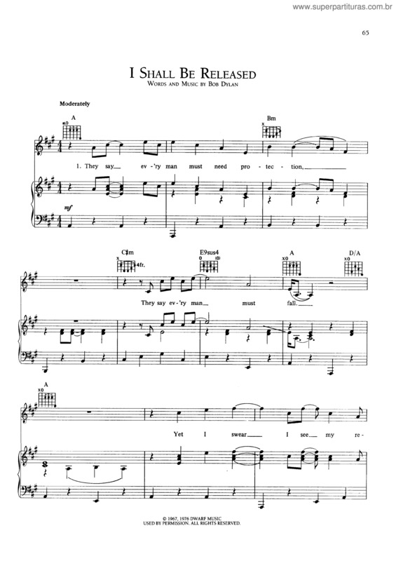 Partitura da música I Shall Be Released