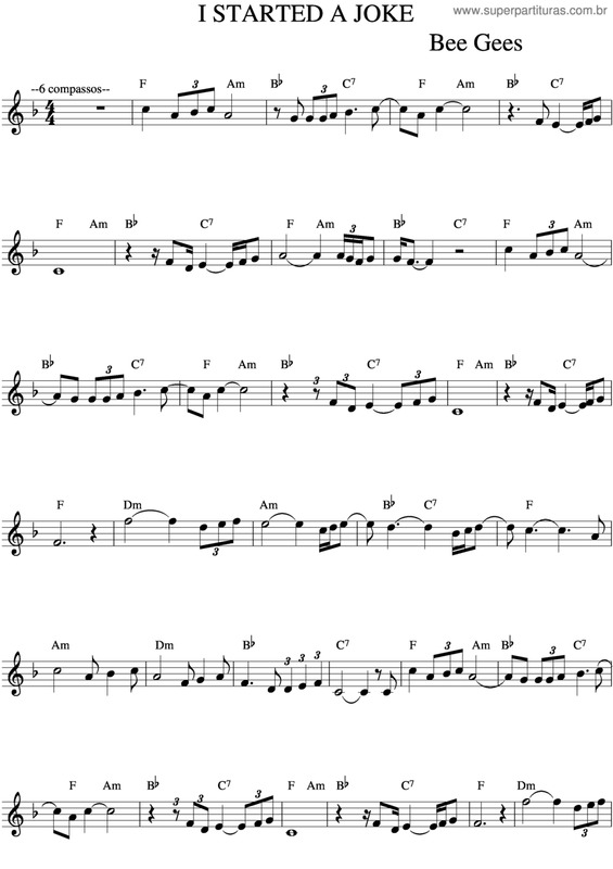 Partitura da música I Started A Joke v.3