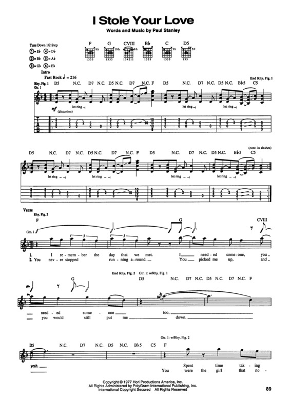 Partitura da música I Stole Your Love v.3