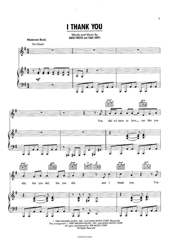 Partitura da música I Thank You