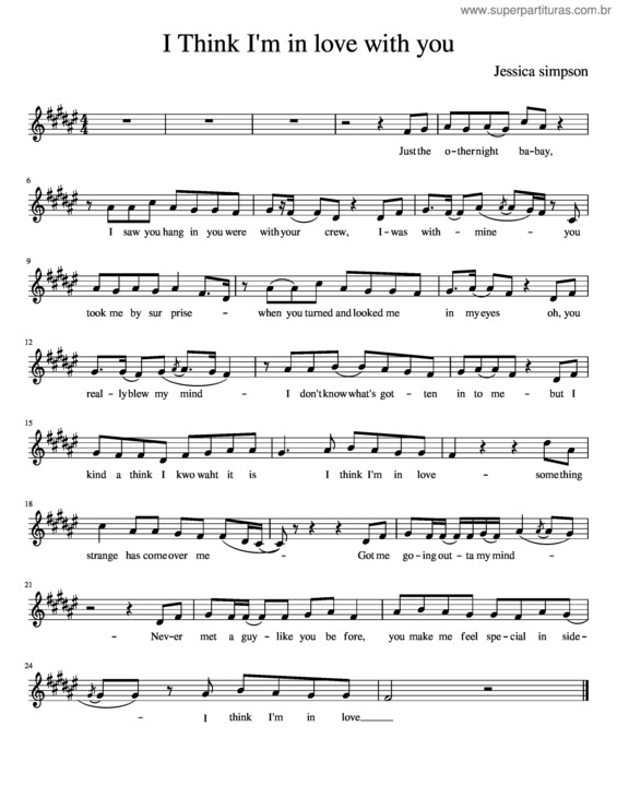 Partitura da música I Think I`M In Love With You