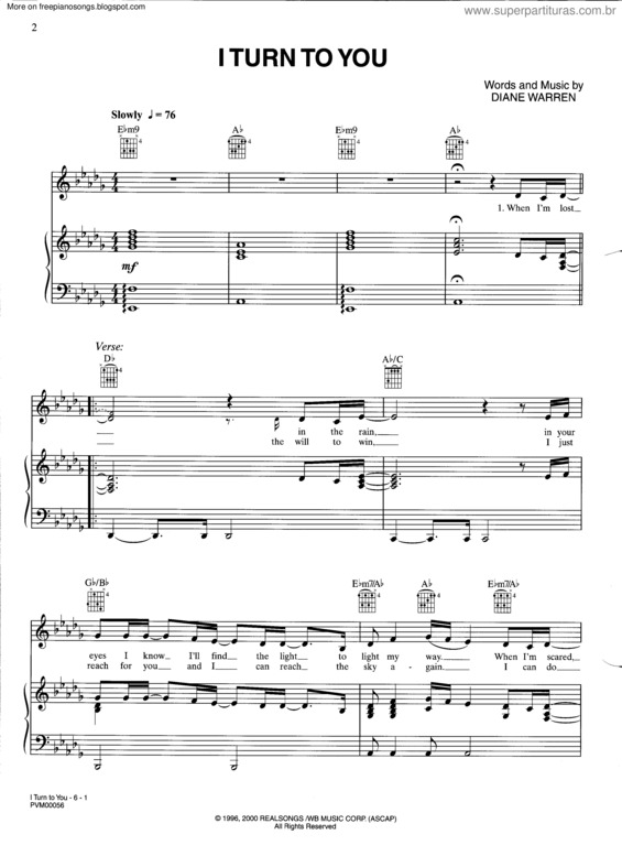 Partitura da música I Turn To You v.4