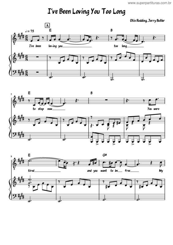 Partitura da música I`Ve Been Loving You Too Long – Piano And Voice