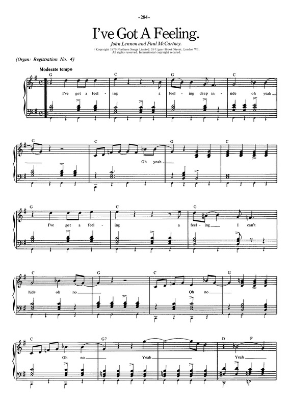 Partitura da música I´ve Got A Feeling v.3