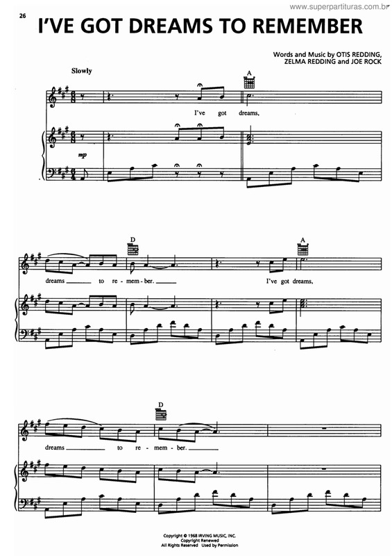 Partitura da música I`ve got dreams to remember