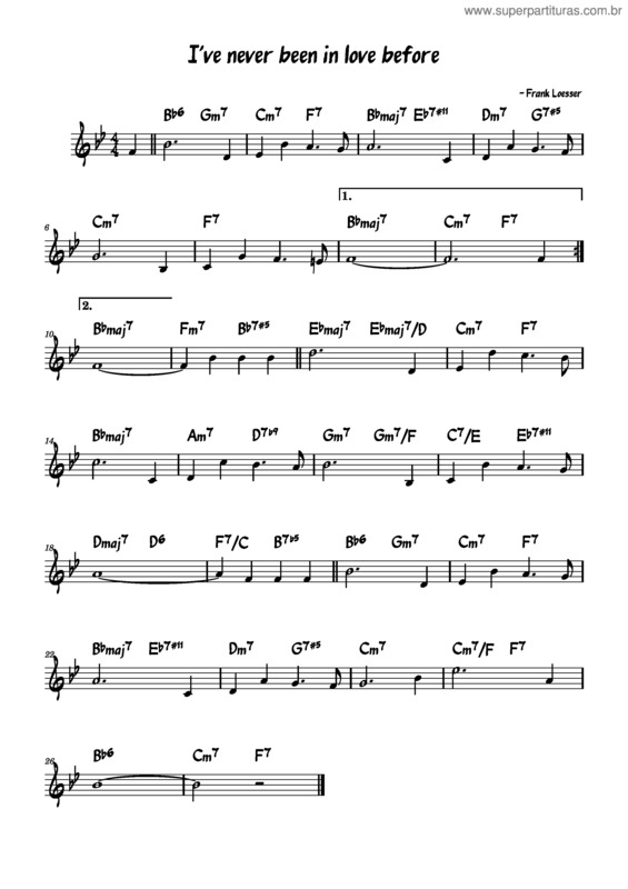 Partitura da música I`Ve Never Been In Love Before – Frank Loesser v.2