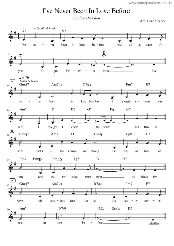 Partitura da música I`Ve Never Been In Love Before – Laufey