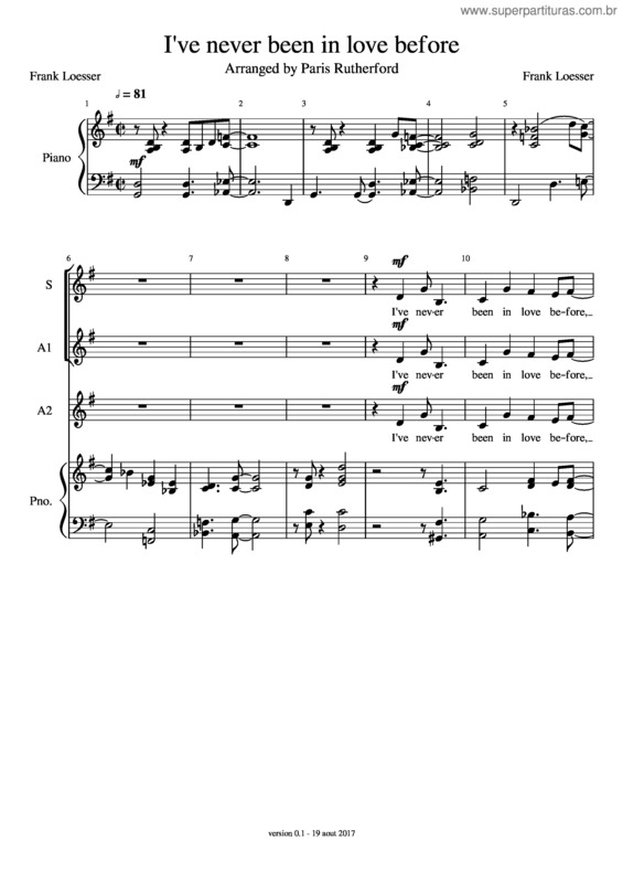 Partitura da música I`Ve Never Been In Love Before