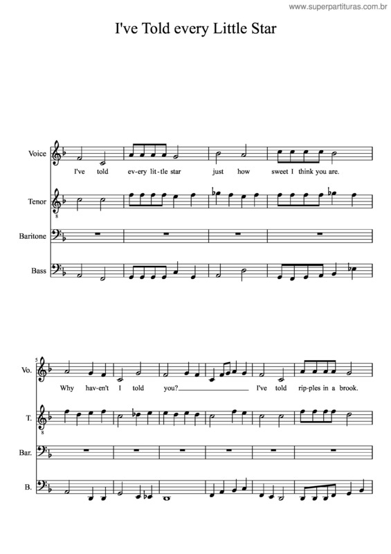 Partitura da música I`Ve Told Every Little Star