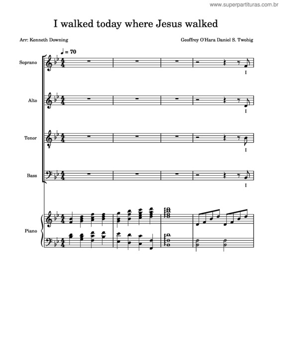 Partitura da música I Walked Today Where Jesus Walked