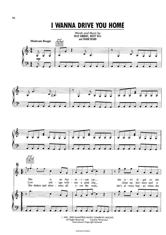 Partitura da música I Wanna Frive You Home