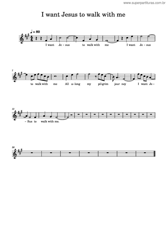Partitura da música I Want Jesus To Walk With Me – Misc Traditional I Want Jesus To Walk With Me