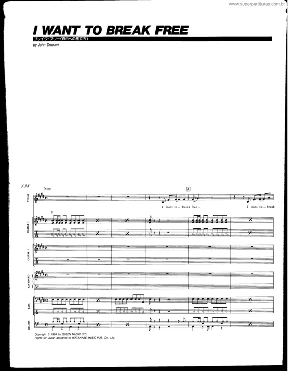 Partitura da música I Want To Break Free v.2