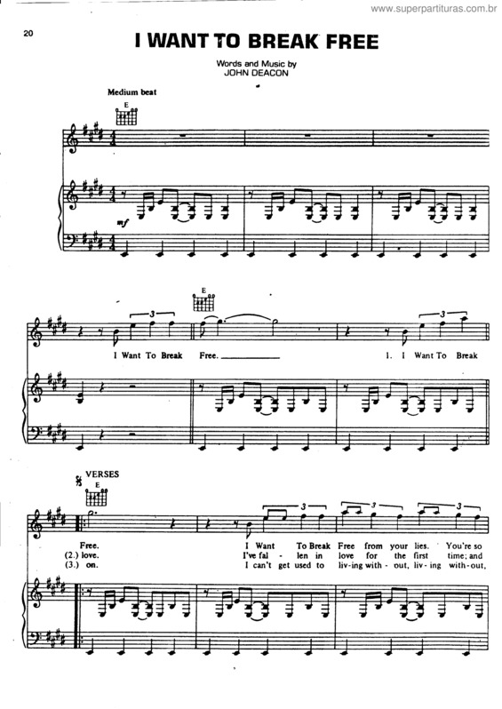 Partitura da música I Want To Break Free v.3