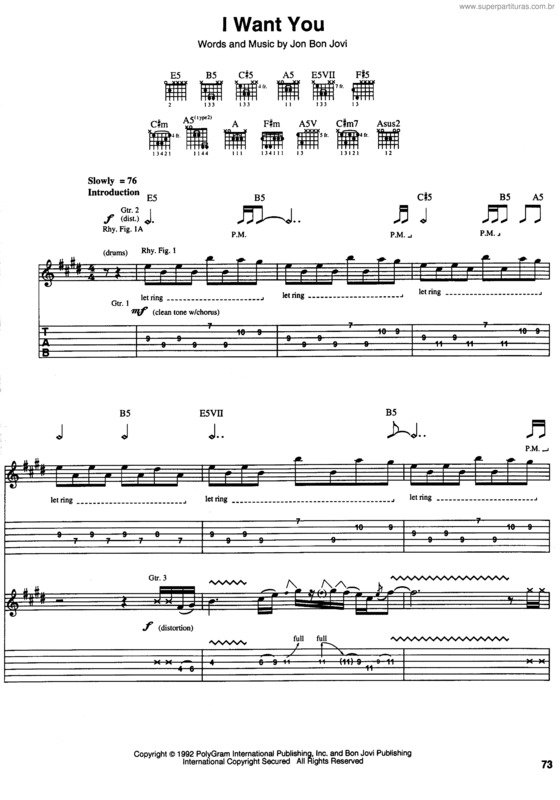 Partitura da música I Want You v.3