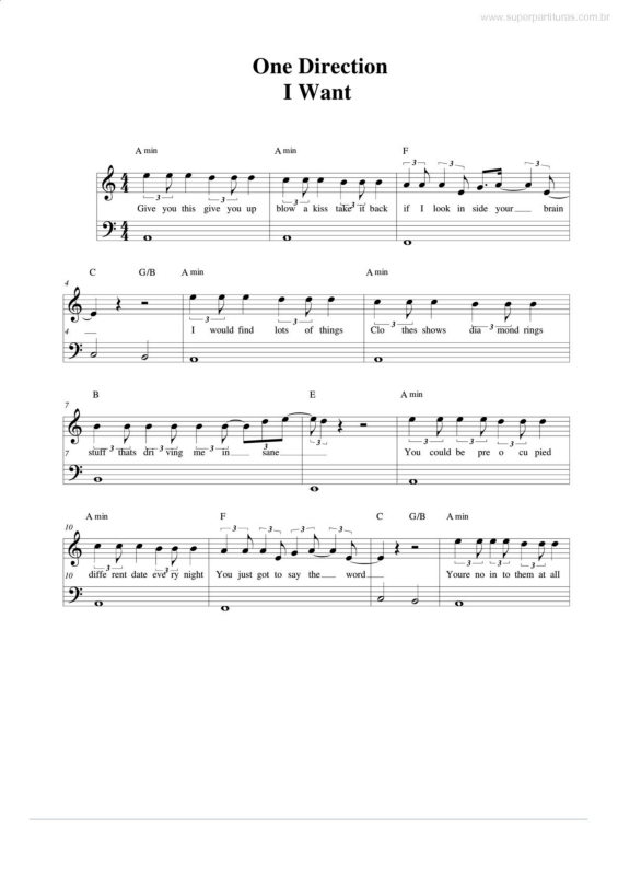 Partitura da música I Want