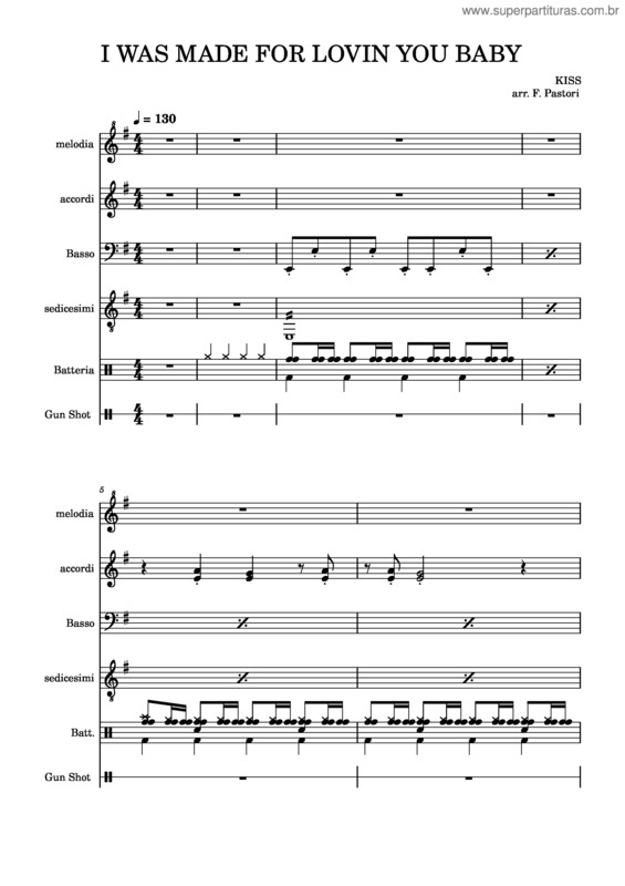 Partitura da música I Was Made For Loving You Baby – Kiss