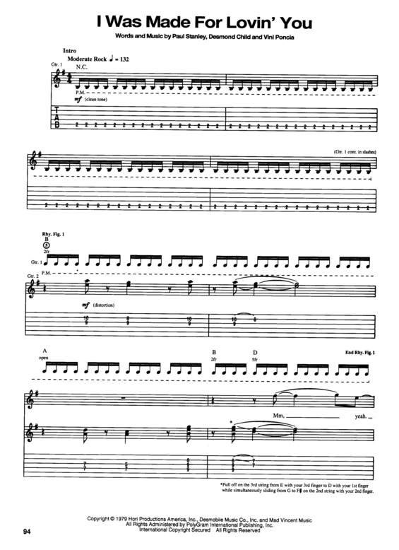 Partitura da música I Was Made For Loving You v.3