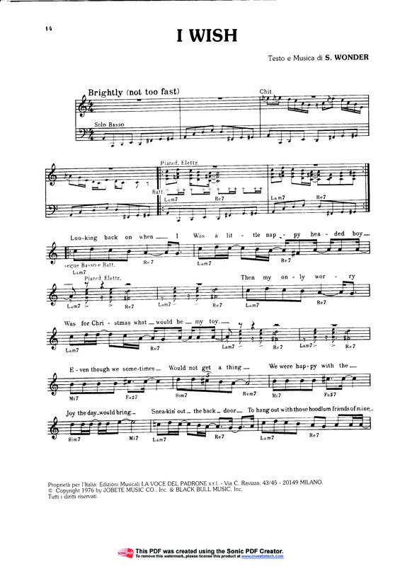 Partitura da música I Whis