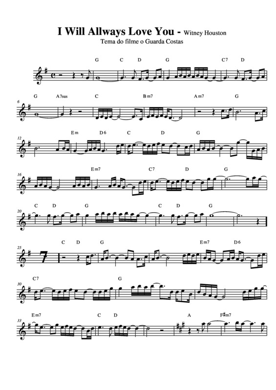 Partitura da música I Will Allways Love You