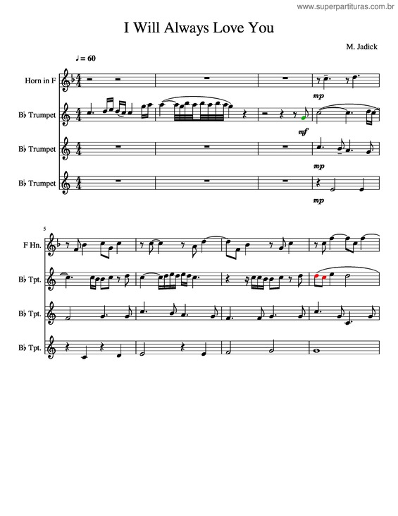Partitura da música I Will Always Love You v.6