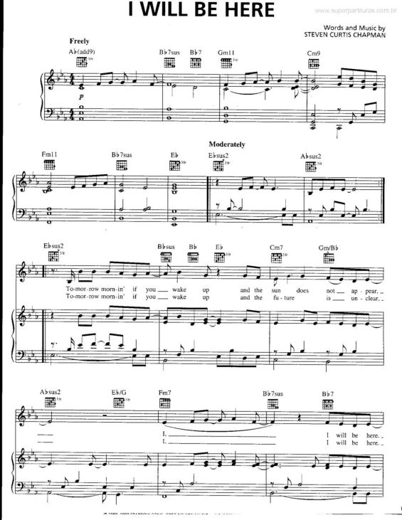 Partitura da música I Will Be Here