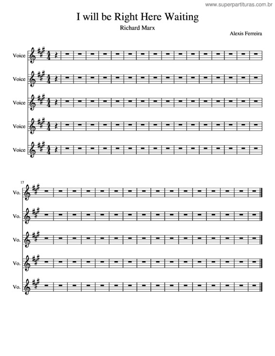 Partitura da música I Will Be Right Here Waiting