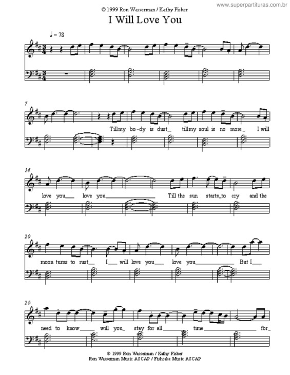 Partitura da música I Will Love You