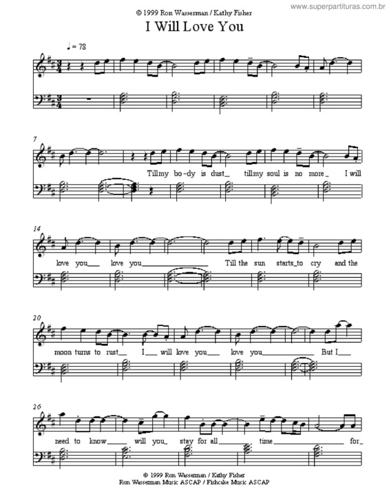 Partitura da música I Will Love You