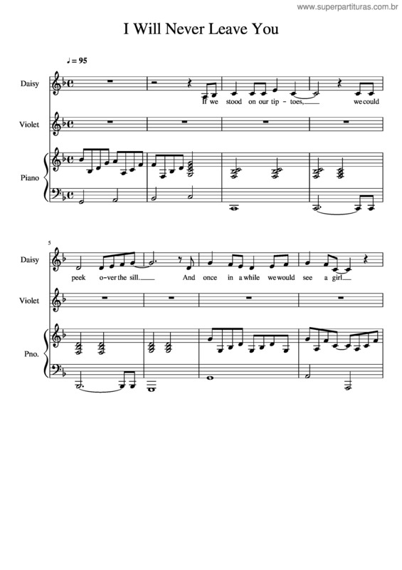 Partitura da música I Will Never Leave You Young Performer 2017