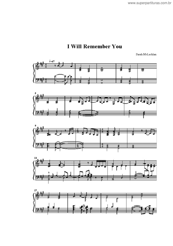 Partitura da música I Will Remember You