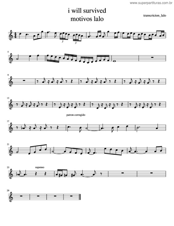 Partitura da música I Will Survive – Gloria Gaynor v.17