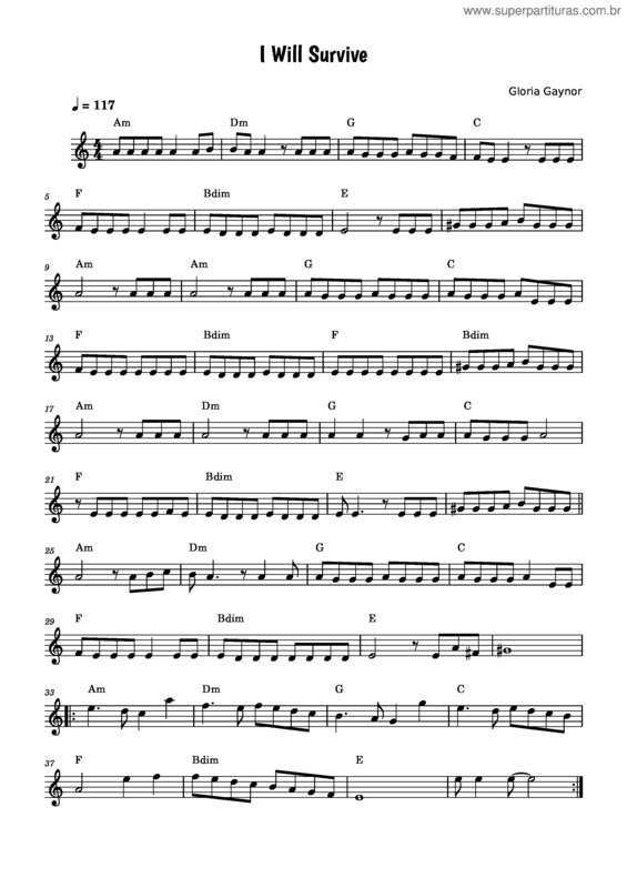 Partitura da música I Will Survive – Gloria Gaynor v.4