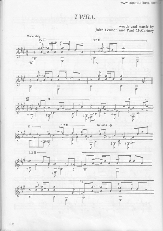 Partitura da música I Will v.3