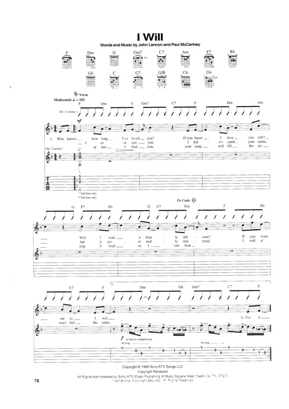 Partitura da música I Will v.4