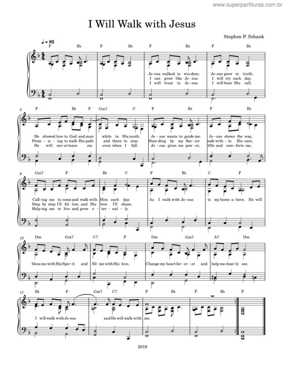 Partitura da música I Will Walk With Jesus